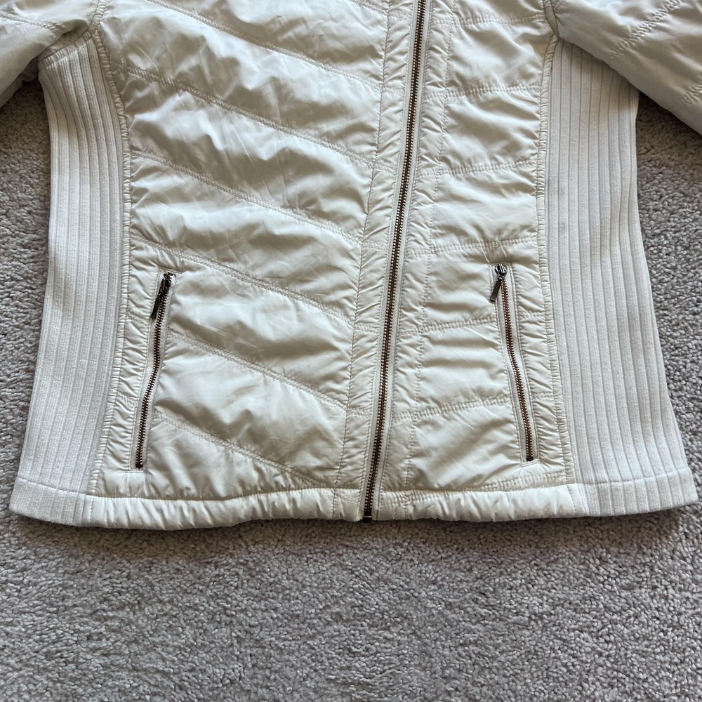 PrAna Diva Sherpa Fleece Jacket Womens M White Full Zip Rib Knit Outdoor - Picture 4 of 16